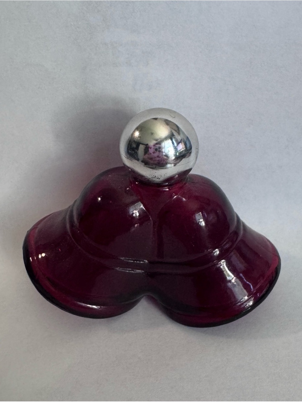 Avon Decorative Plum Glass bottle Accent with Silver Ball Top empty